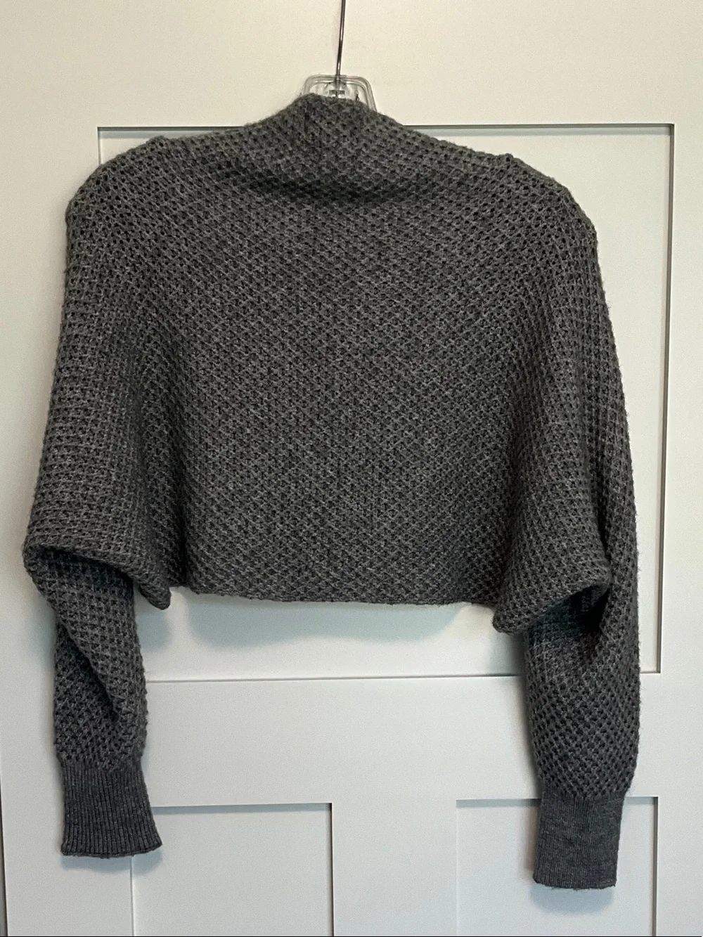Anthropologie Charcoal Gray Cropped Knit Shrug